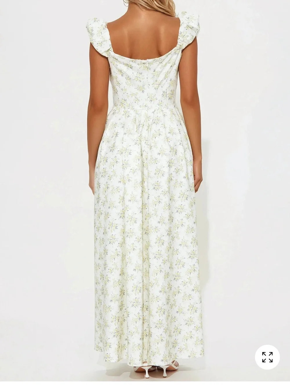 Fashion Nova White Maxi Skirt with Light Green Floral Print